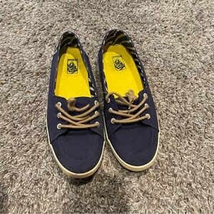 Vans Navy Canvas Sneakers with Tan Laces